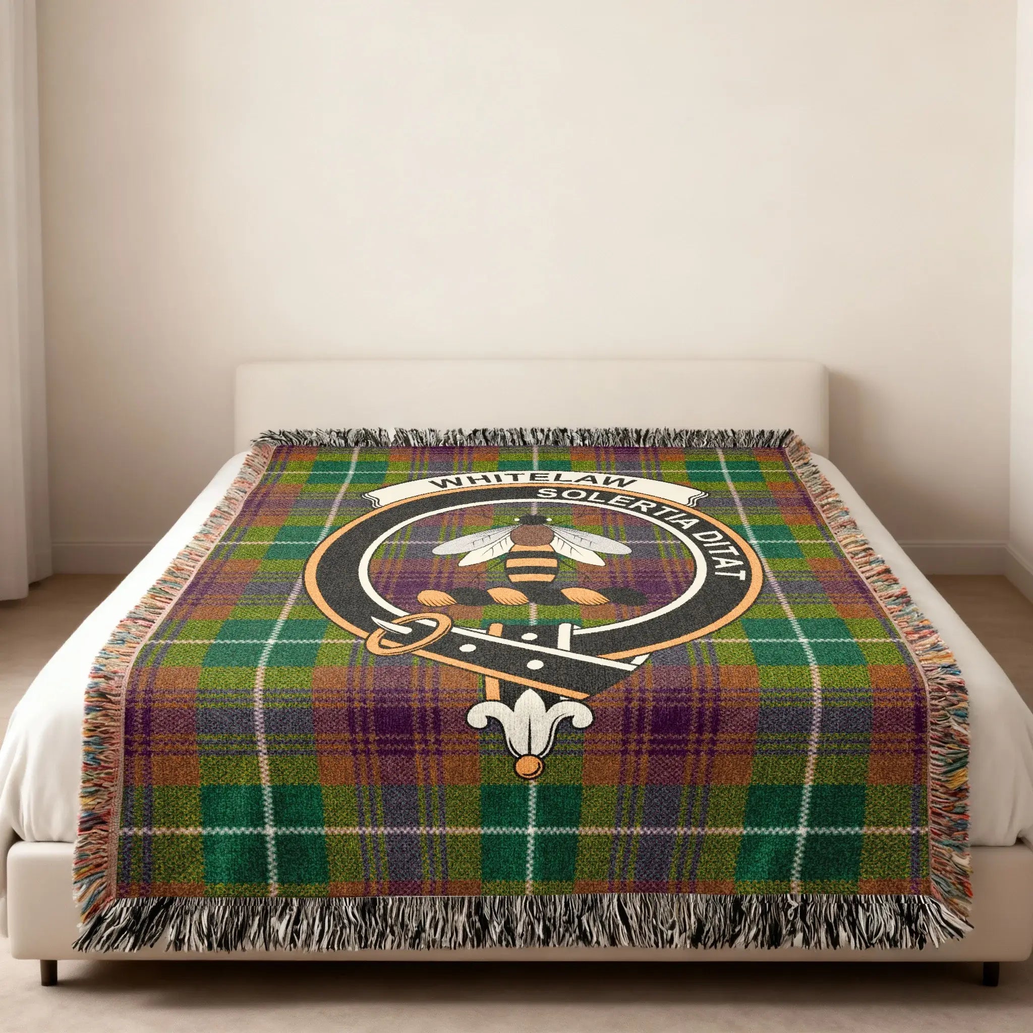 Whitelaw Solertia Ditat Tartan Fringed Blanket