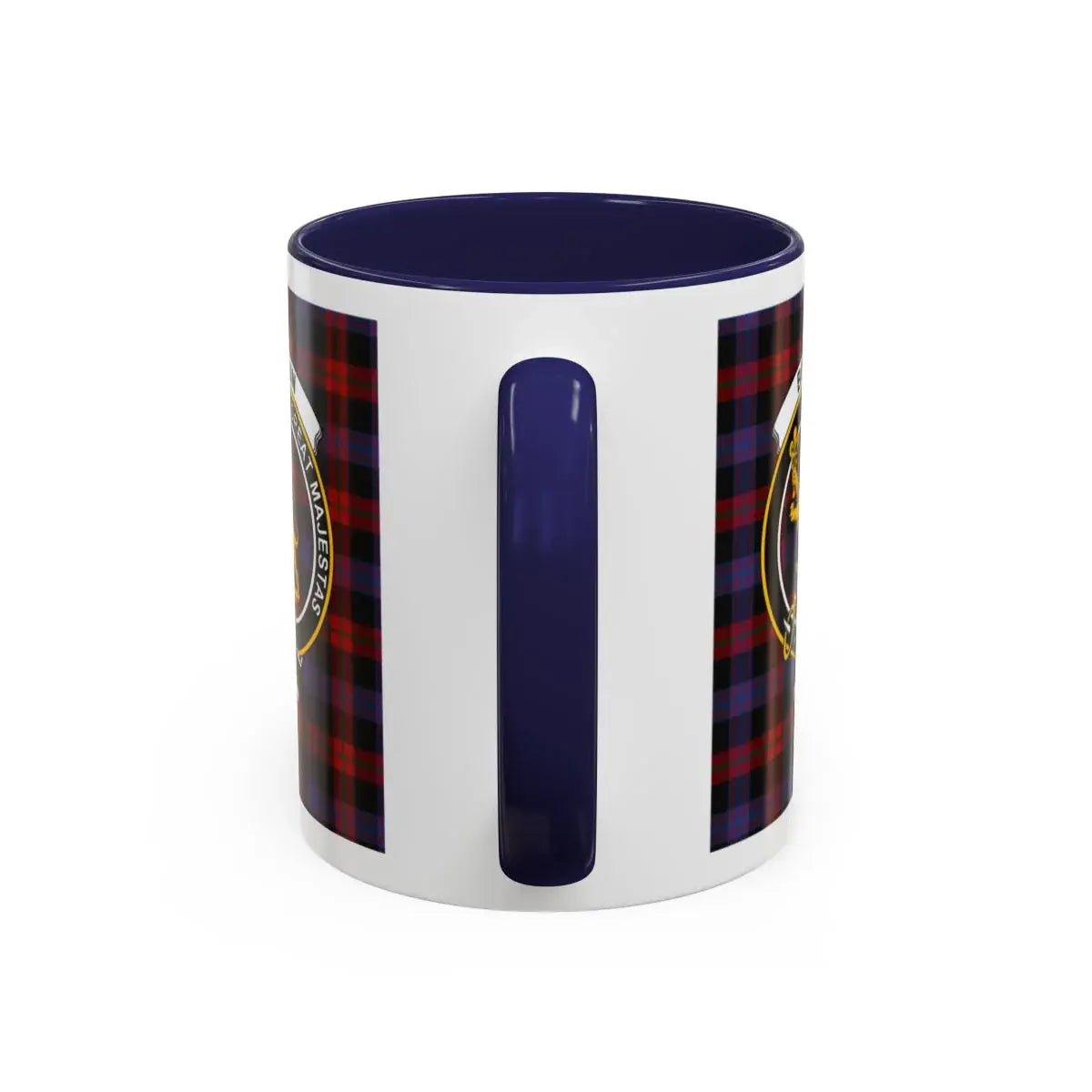 Broun clan crest mug shown in 11 oz and 15 oz sizes