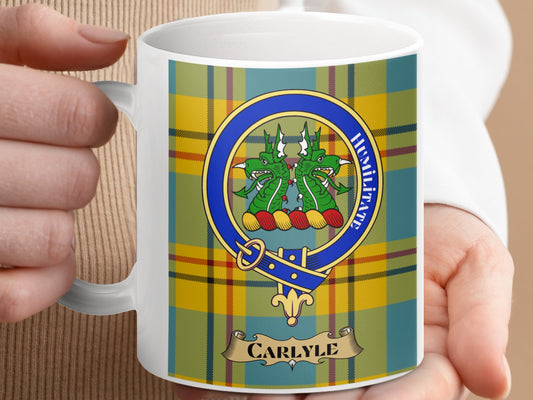 Clan Carlyle Scottish Tartan Crest Mug - Living Stone Gifts