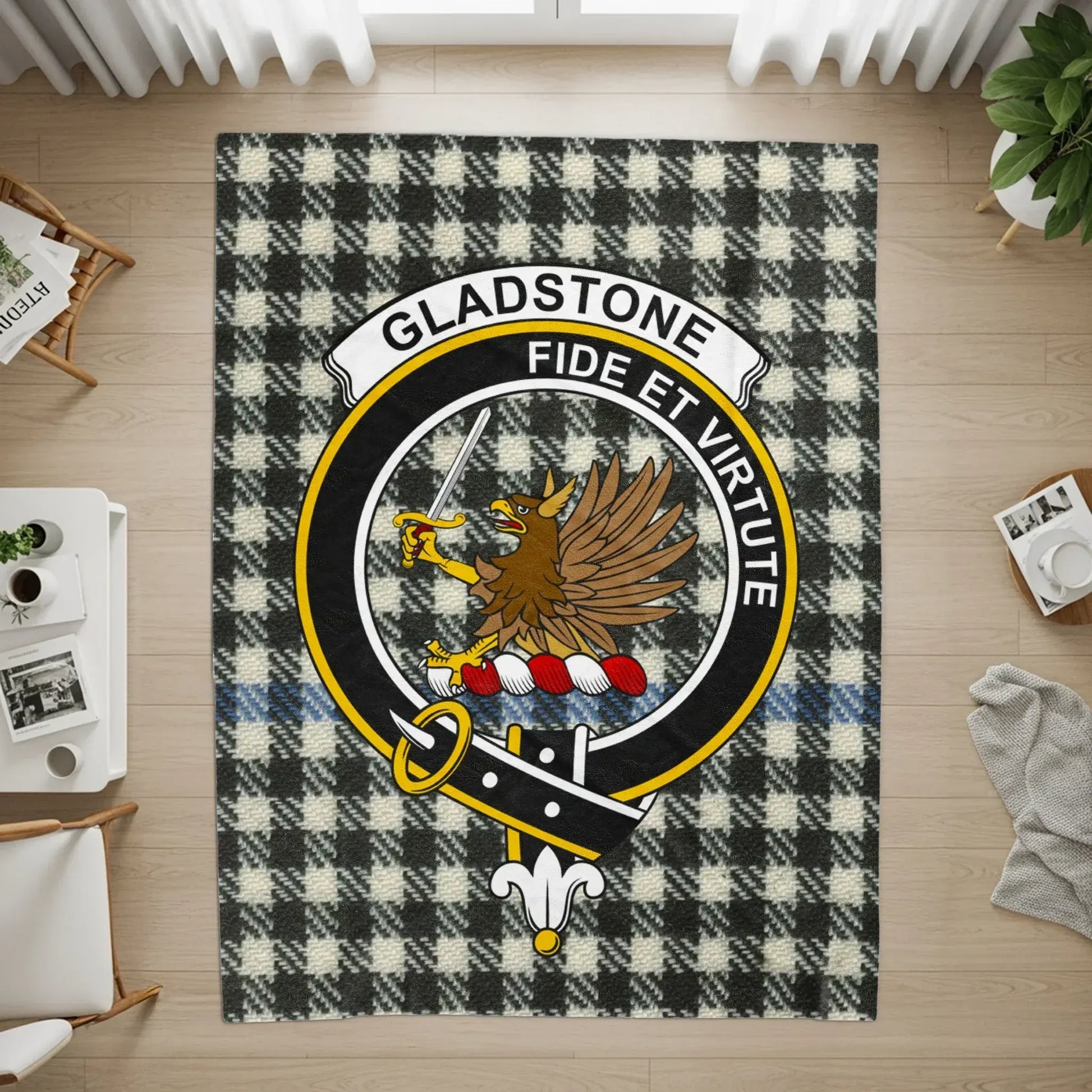Gladstone Fide Et Virtute Plaid Pattern Rug product type