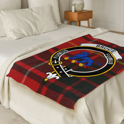 Scottish Clan Bruce Crest Tartan Throw Blanket - Living Stone Gifts