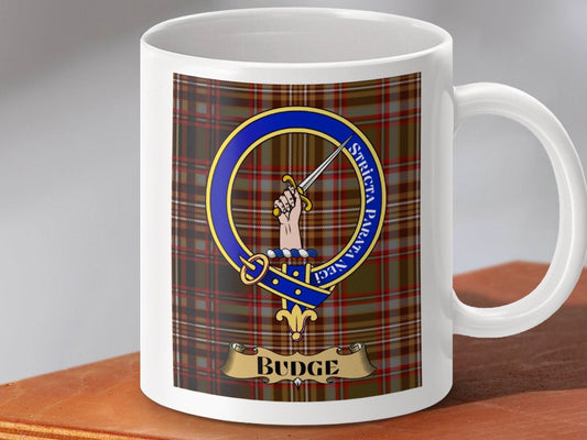 Clan Budge Family Crest Plaid Design Coffee Mug Product