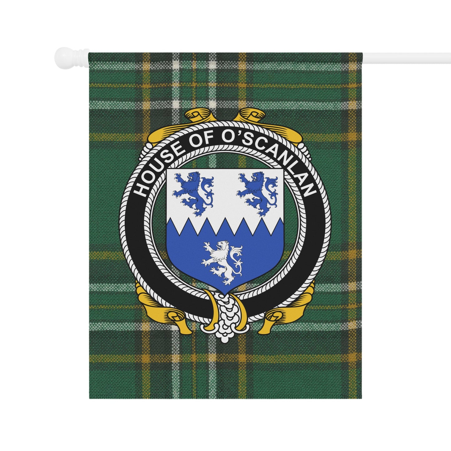 House of O'Scanlan Tartan Clan Crest Flag Banner