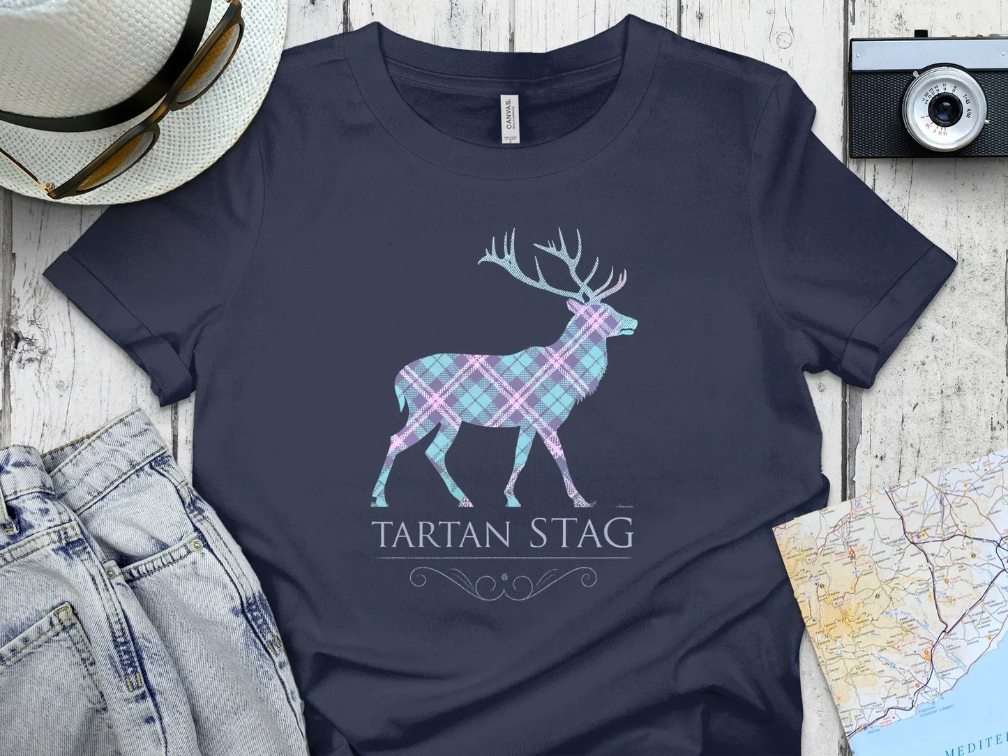 Tartan Stag Graphic Design T-Shirt Product