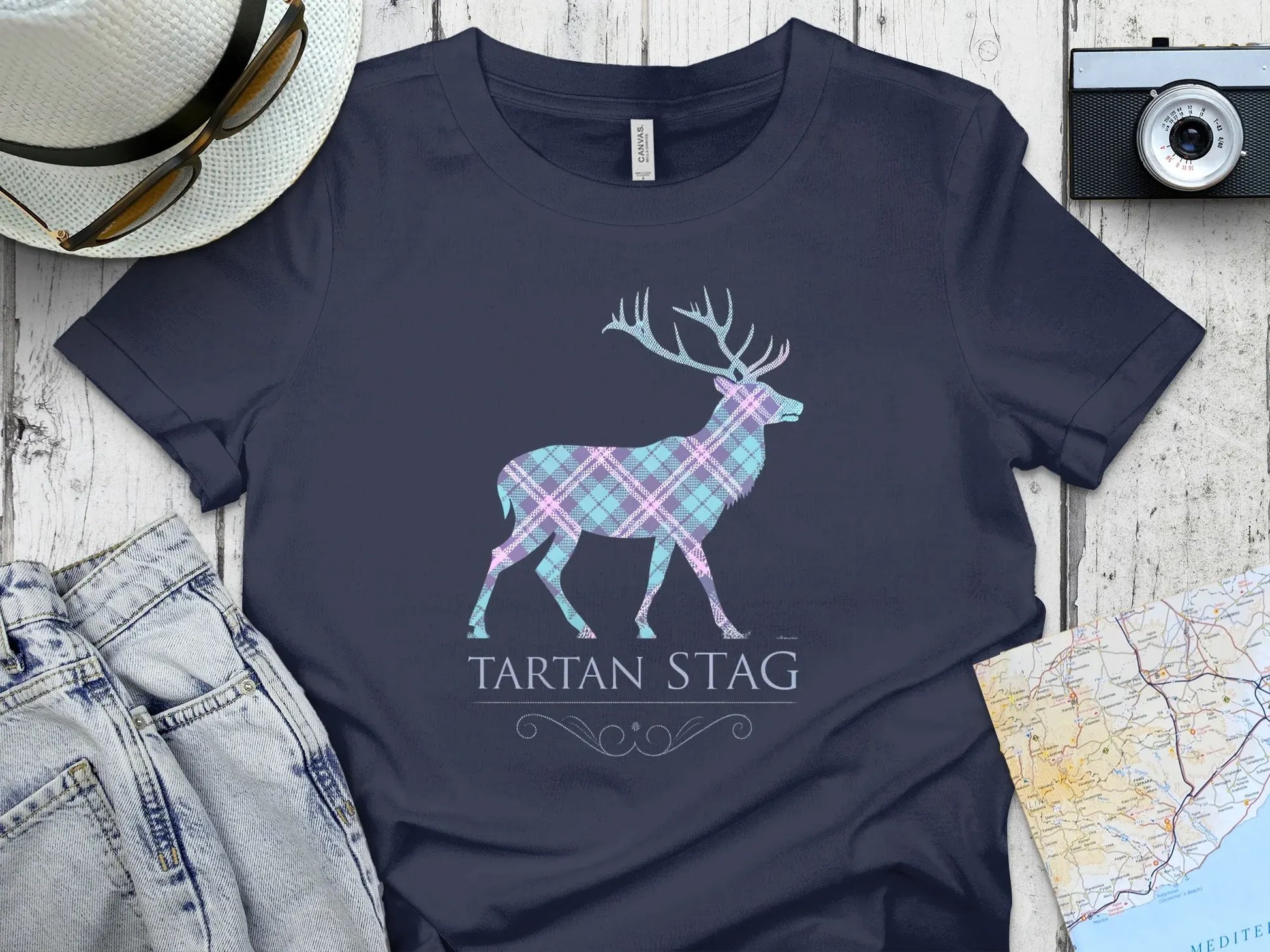 Tartan Stag Graphic Design T-Shirt Product