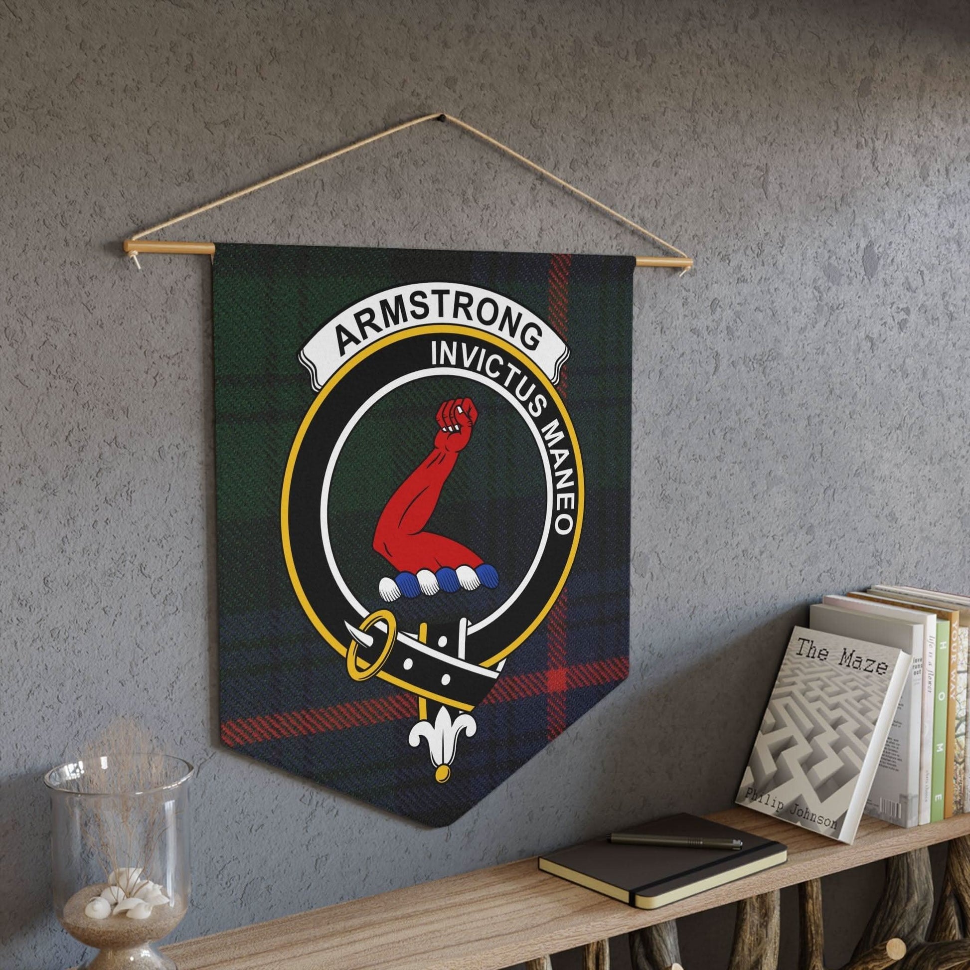 Armstrong Clan Crest and Motto Scottish Wall Pennant - Celtic Ancestry Gifts