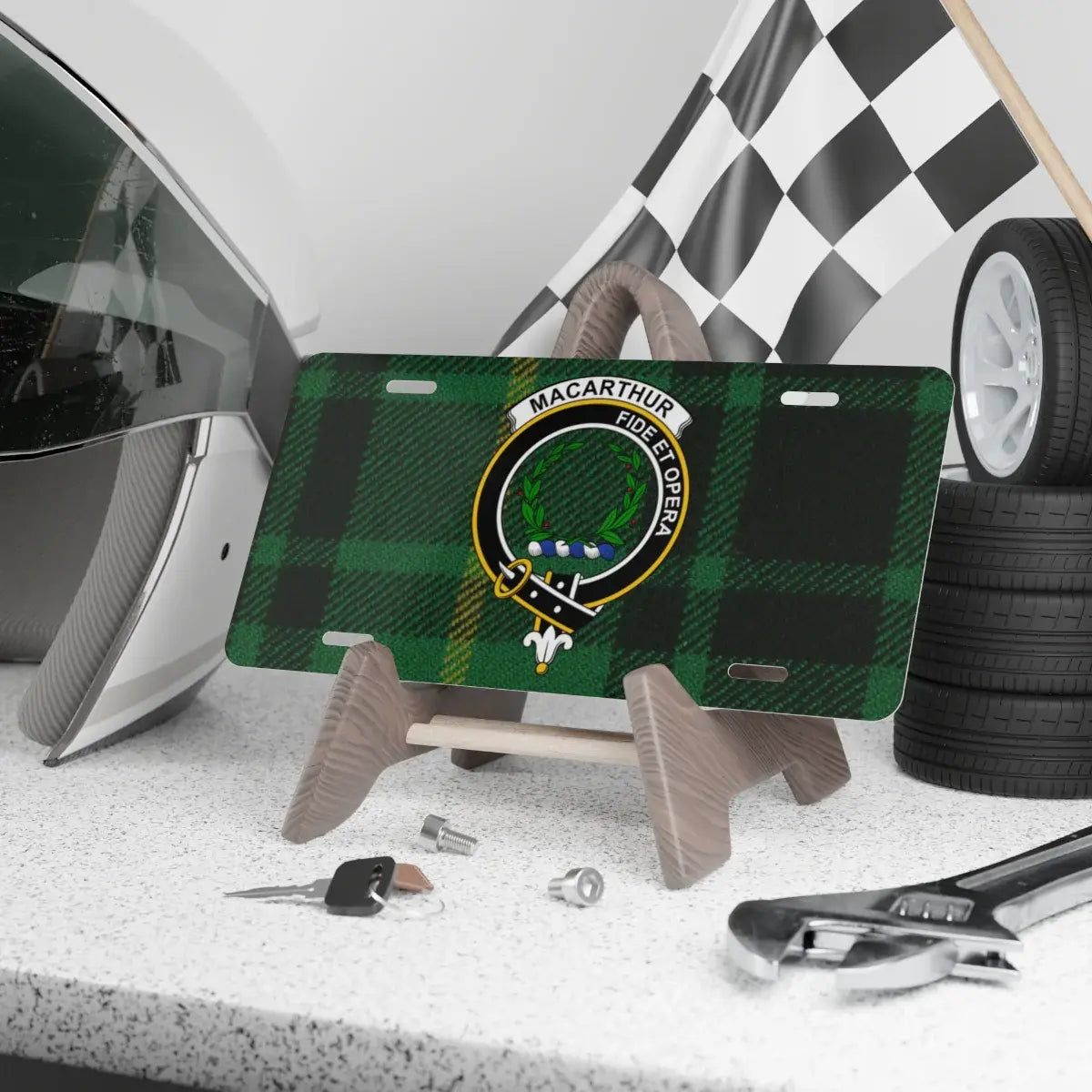 Macarthur Clan Crest Tartan License Plate product