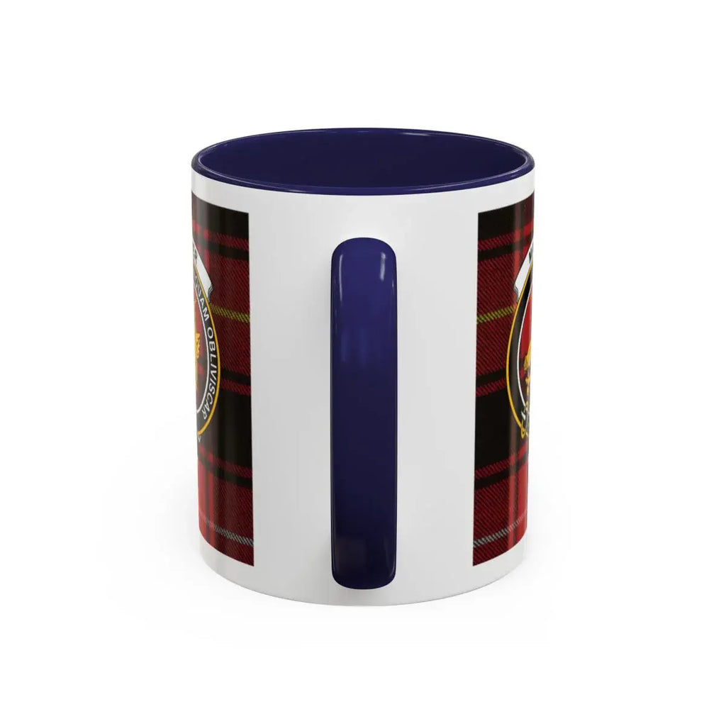 MacIver Scottish tartan clan crest mug — 15 oz with navy handle and interior