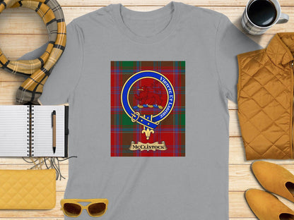 Clan McClintock Tartan Plaid Scottish Crest Graphic T-Shirt Unisex Adult Fashion Casual Wear