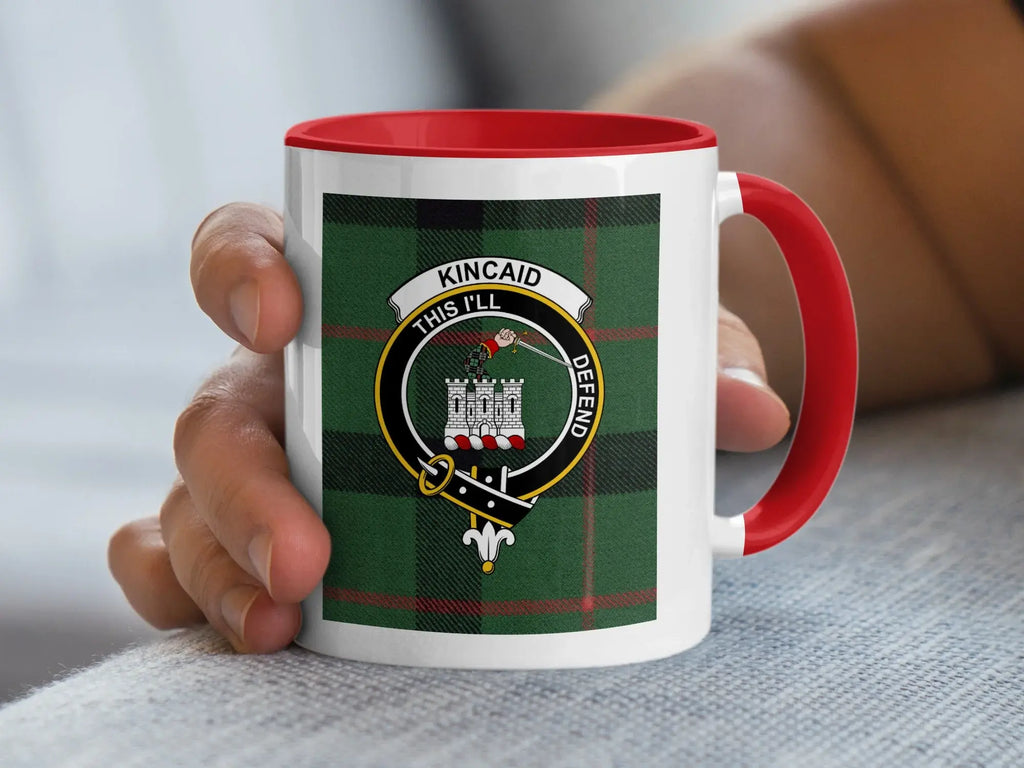 Kincaid This I'll Defend clan crest mug — glossy ceramic