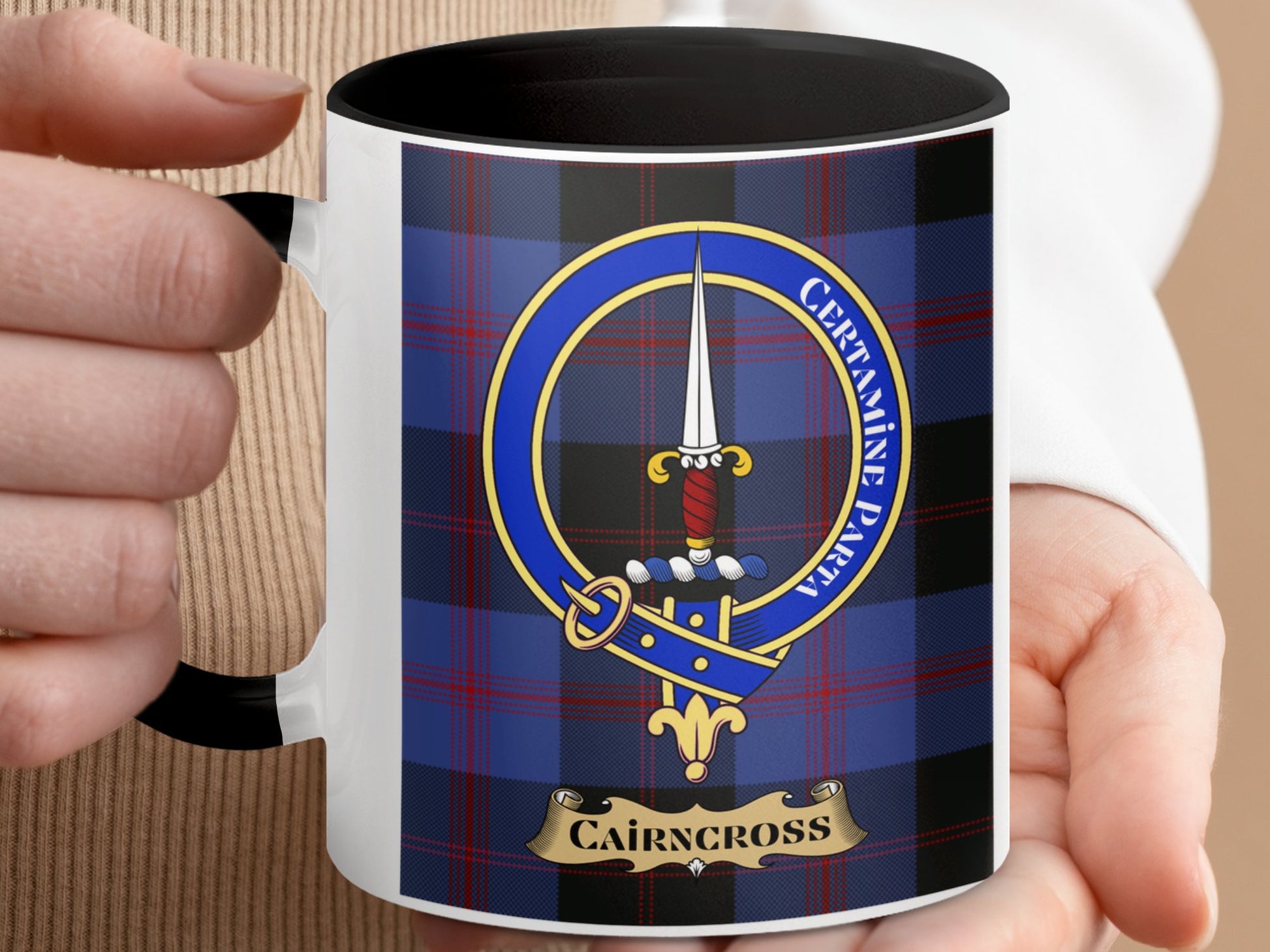 Clan Cairncross Scottish Tartan Crest Mug - Living Stone Gifts