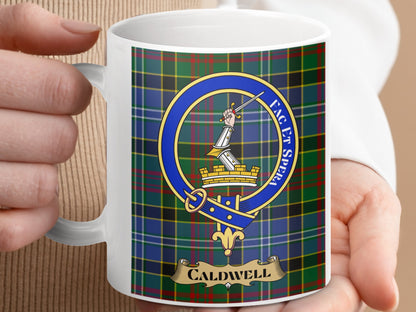 Caldwell Family Crest Scottish Tartan Mug - Living Stone Gifts