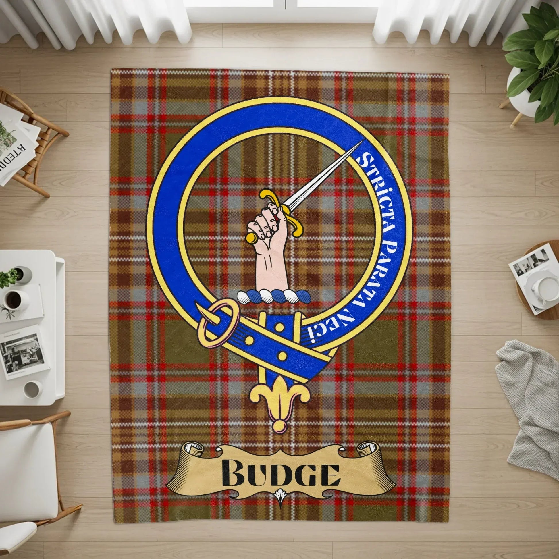 Scottish Tartan Family Crest Sword Printed Rug product type