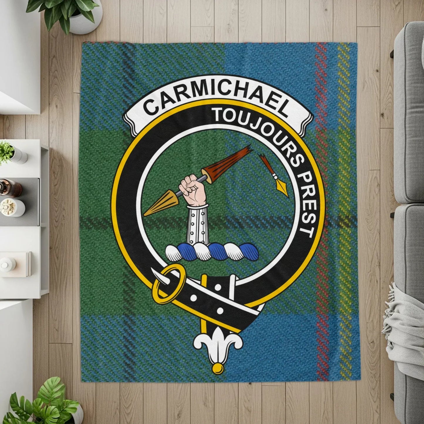 Carmichael Toujours Prest Clan Crest Tartan product