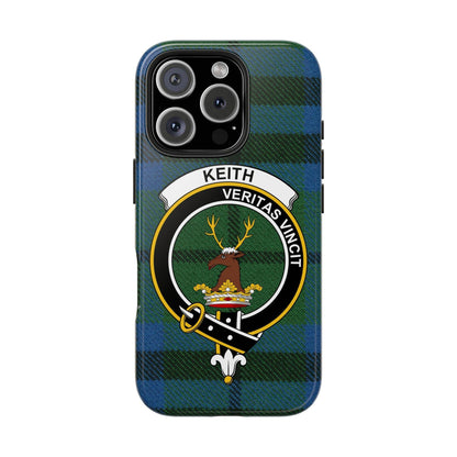 Keith Clan Crest on Tartan Background Cell Phone Case - Celtic Ancestry Gifts
