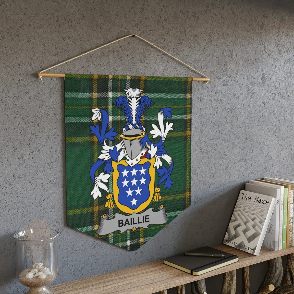 Baillie Tartan Plaid Coat of Arms Wall Hanging product