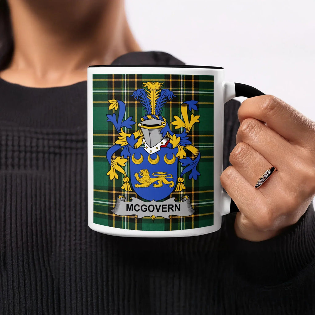 McGovern Irish heritage mug with black handle and interior