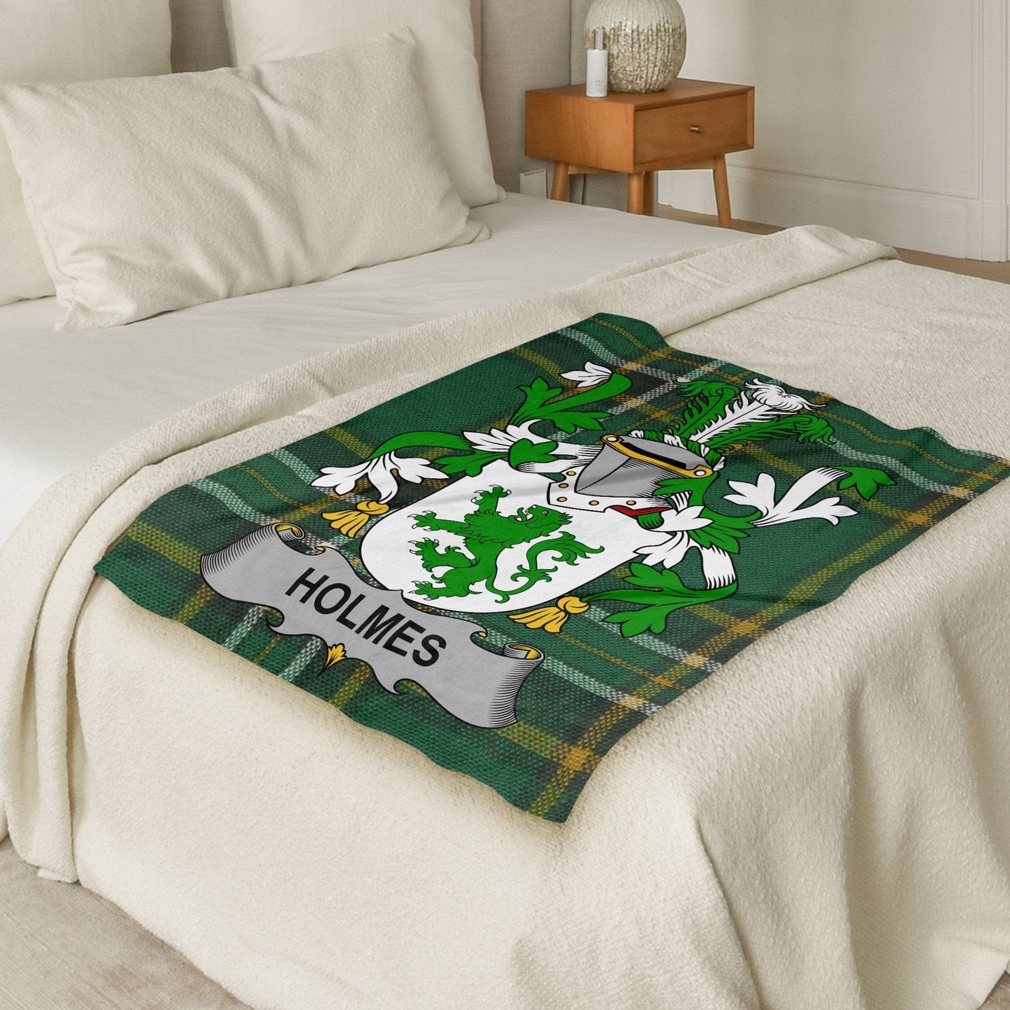 Holmes Surname Irish Tartan Throw Blanket