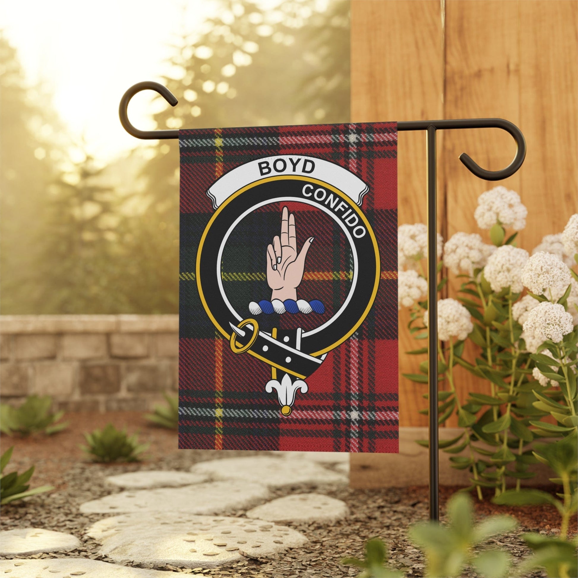 Home Decor 12'' × 18'' Boyd Clan Scottish Tartan Crest Garden Flag