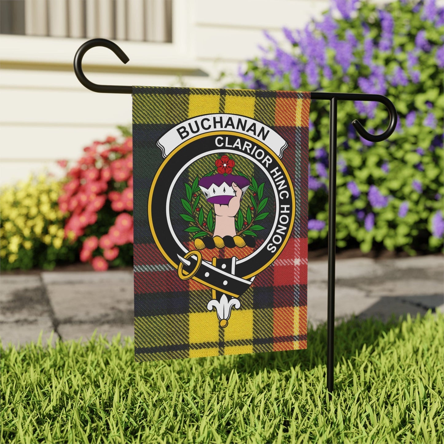 Home Decor 12'' × 18'' Buchanan Clan Scottish Clan Scottish Tartan Crest Garden Flag