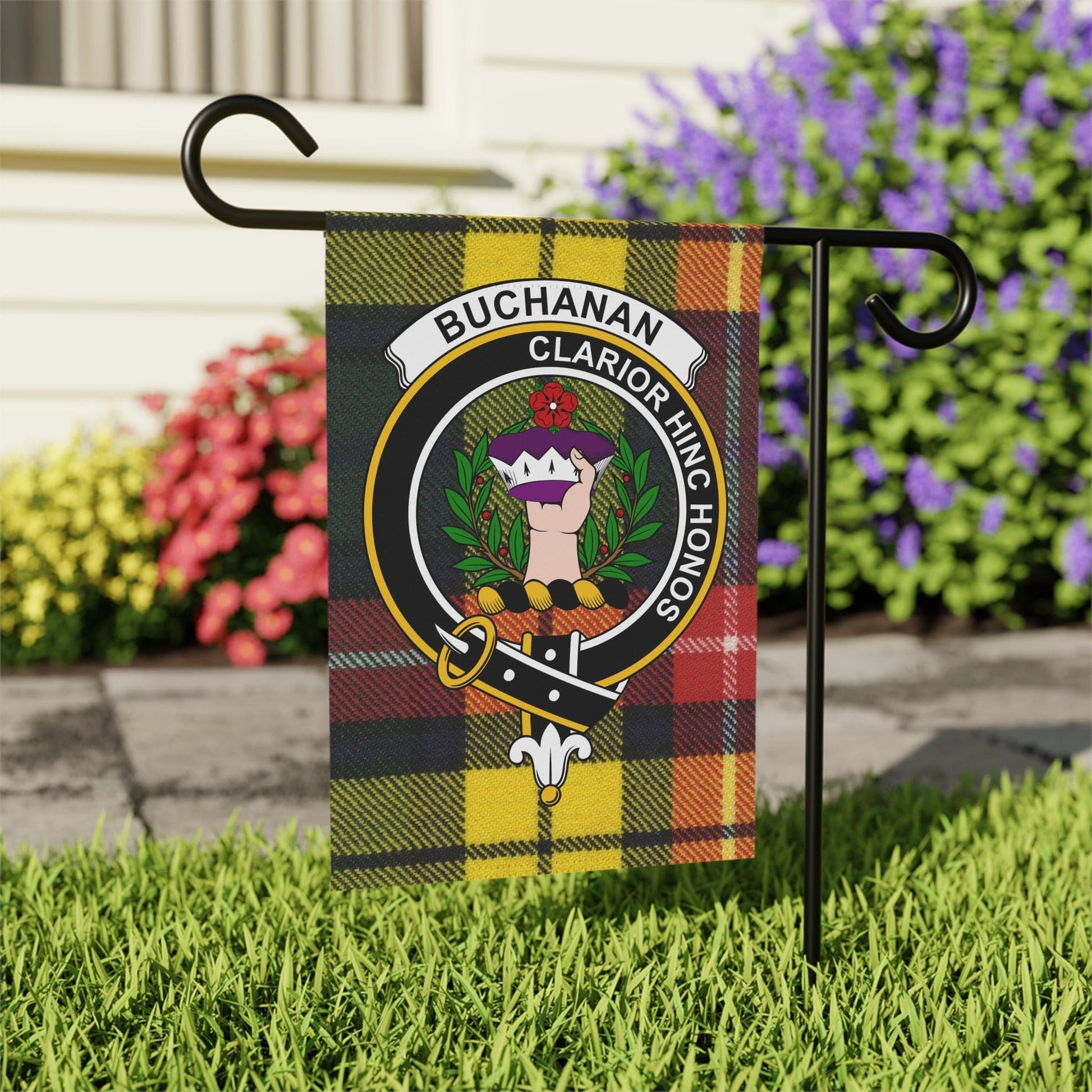 Home Decor 12'' × 18'' Buchanan Clan Scottish Clan Scottish Tartan Crest Garden Flag