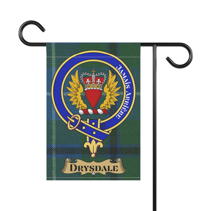 Home Decor 12'' × 18'' Drysdale Clan Scottish Tartan Crest Garden Flag