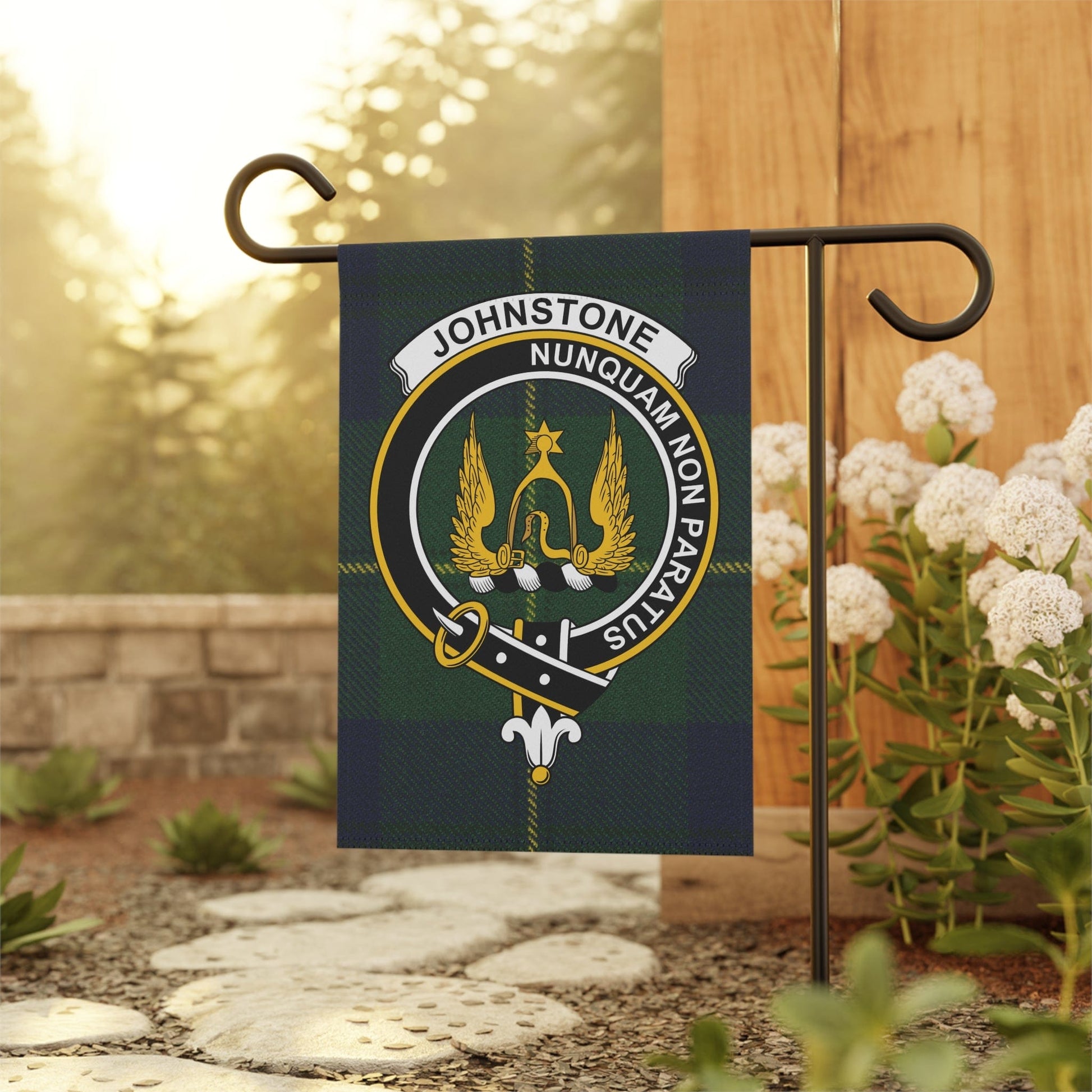 Home Decor 12'' × 18'' Johnstone Clan Scottish Tartan Crest Garden Flag