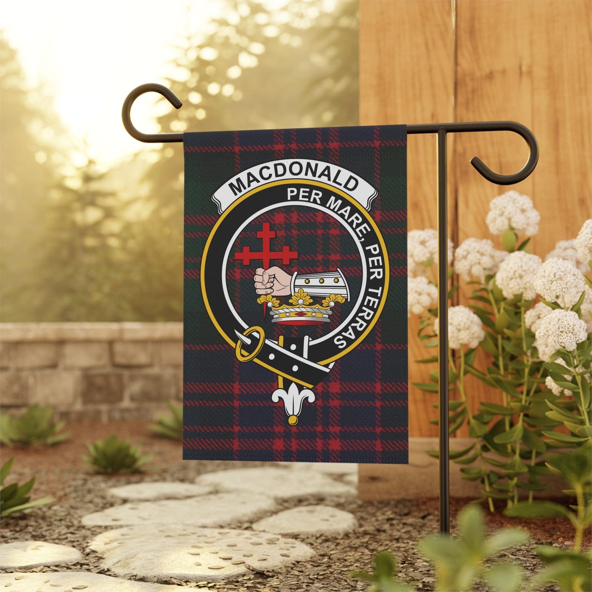 Home Decor 12'' × 18'' MacDonald Clan Scottish Tartan Crest Garden Flag