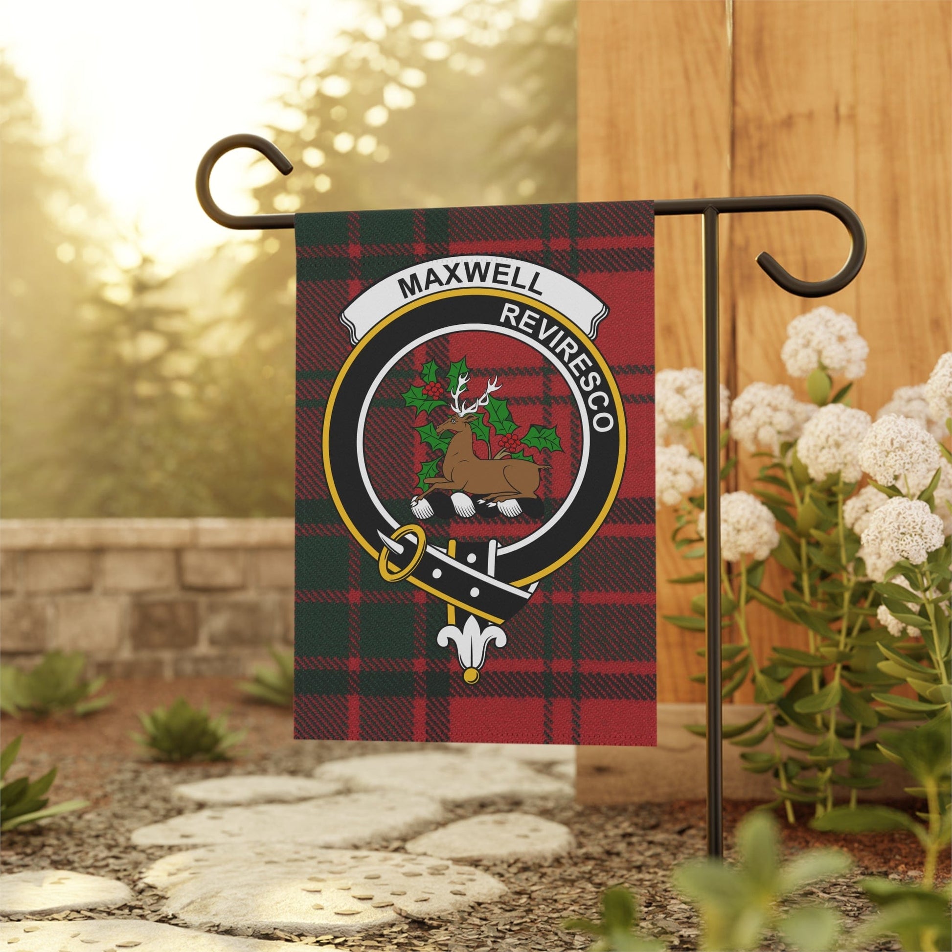 Home Decor 12'' × 18'' Maxwell Clan Scottish Tartan Crest Garden Flag