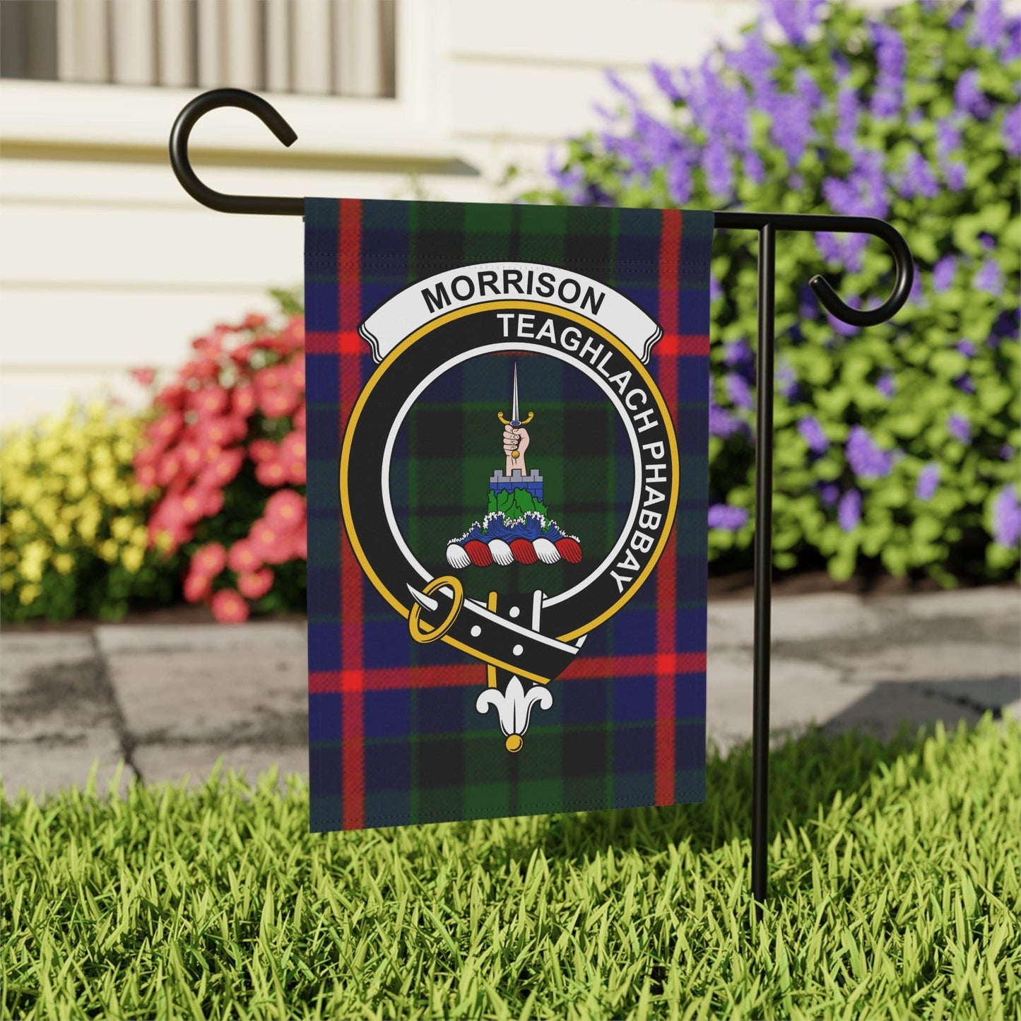 Home Decor 12'' × 18'' Morrison Clan Scottish Tartan Crest Garden Flag