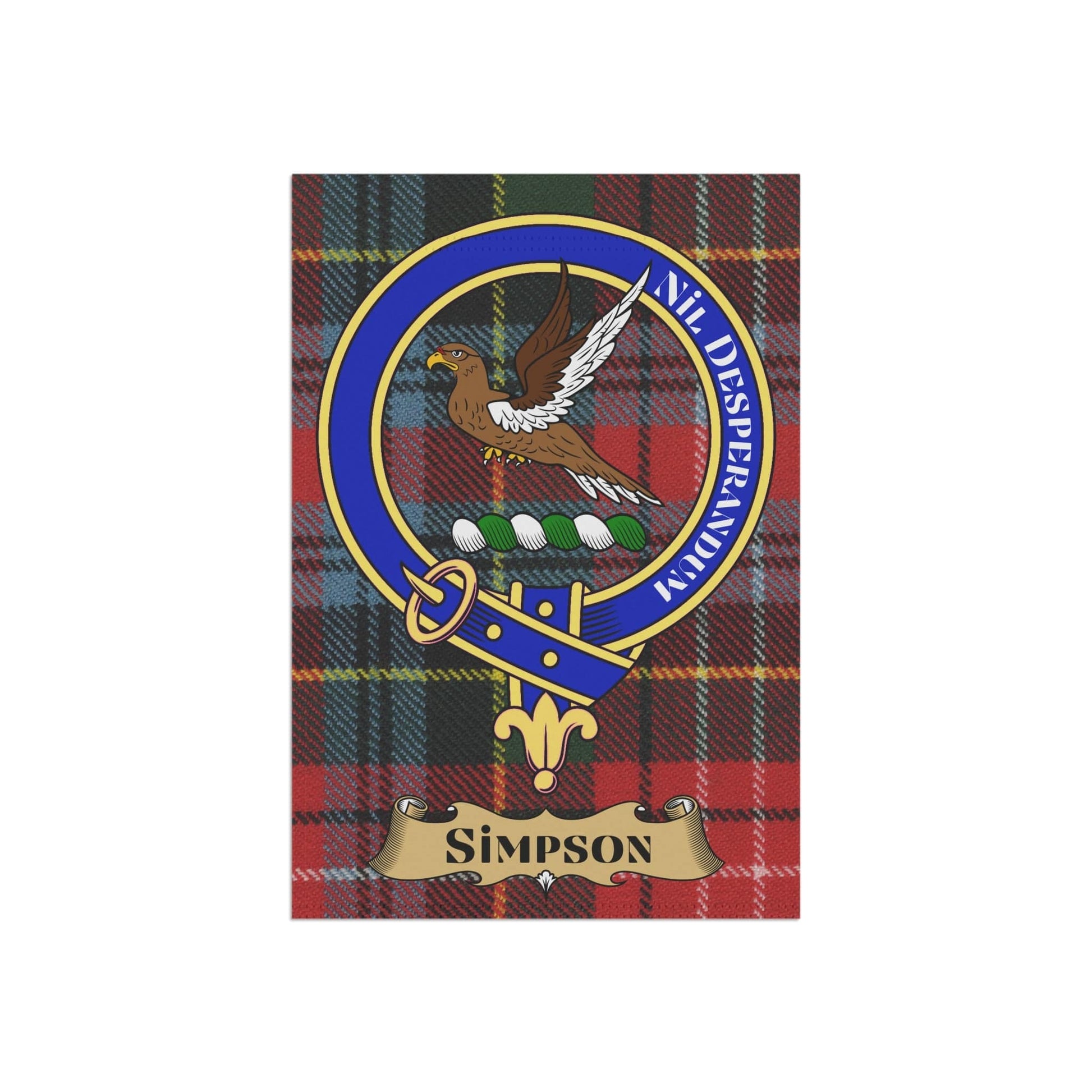 Home Decor 12'' × 18'' Simpson Clan Scottish Tartan Crest Garden Flag