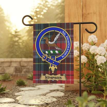 Home Decor 12'' × 18'' Simpson Clan Scottish Tartan Crest Garden Flag