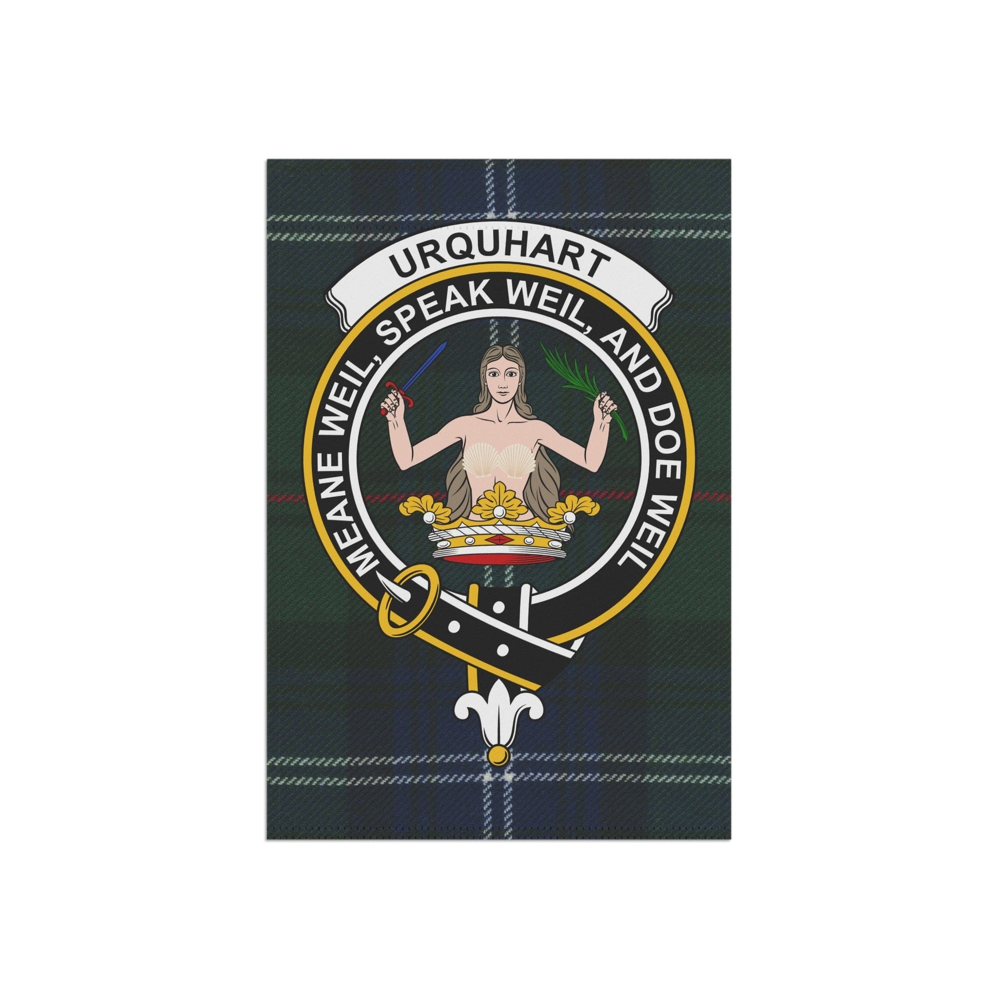 Home Decor 12'' × 18'' Urquhart Clan Scottish Tartan Crest Garden Flag