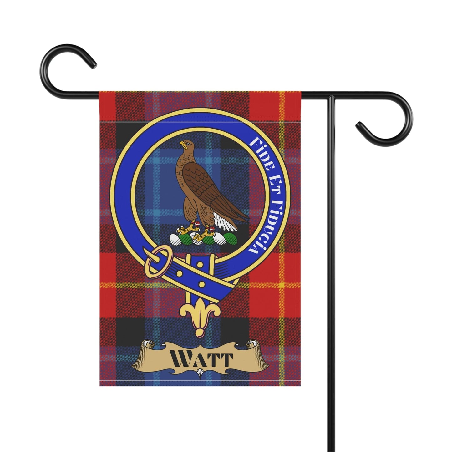 Home Decor 12'' × 18'' Watt Clan Scottish Tartan Crest Garden Flag