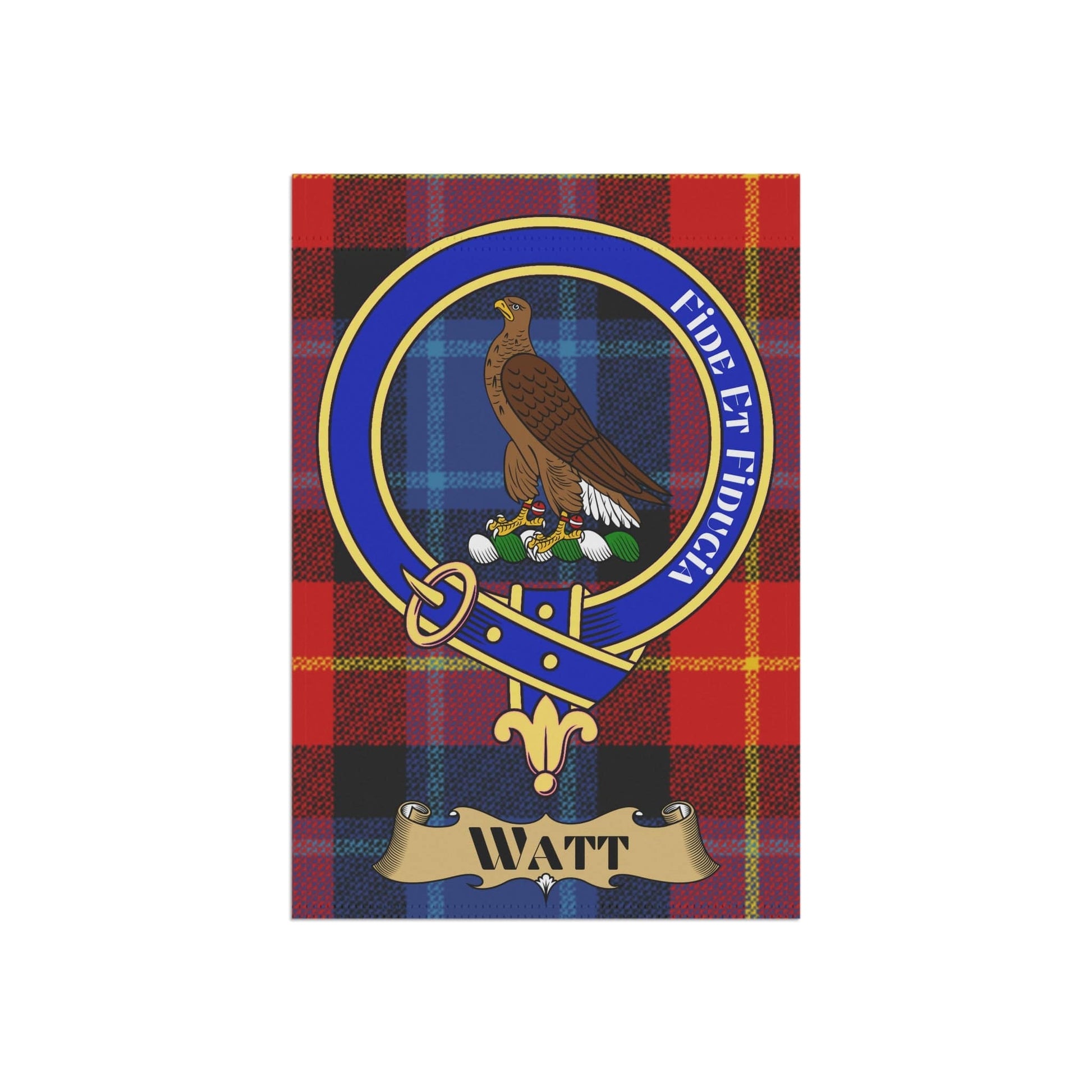 Home Decor 12'' × 18'' Watt Clan Scottish Tartan Crest Garden Flag