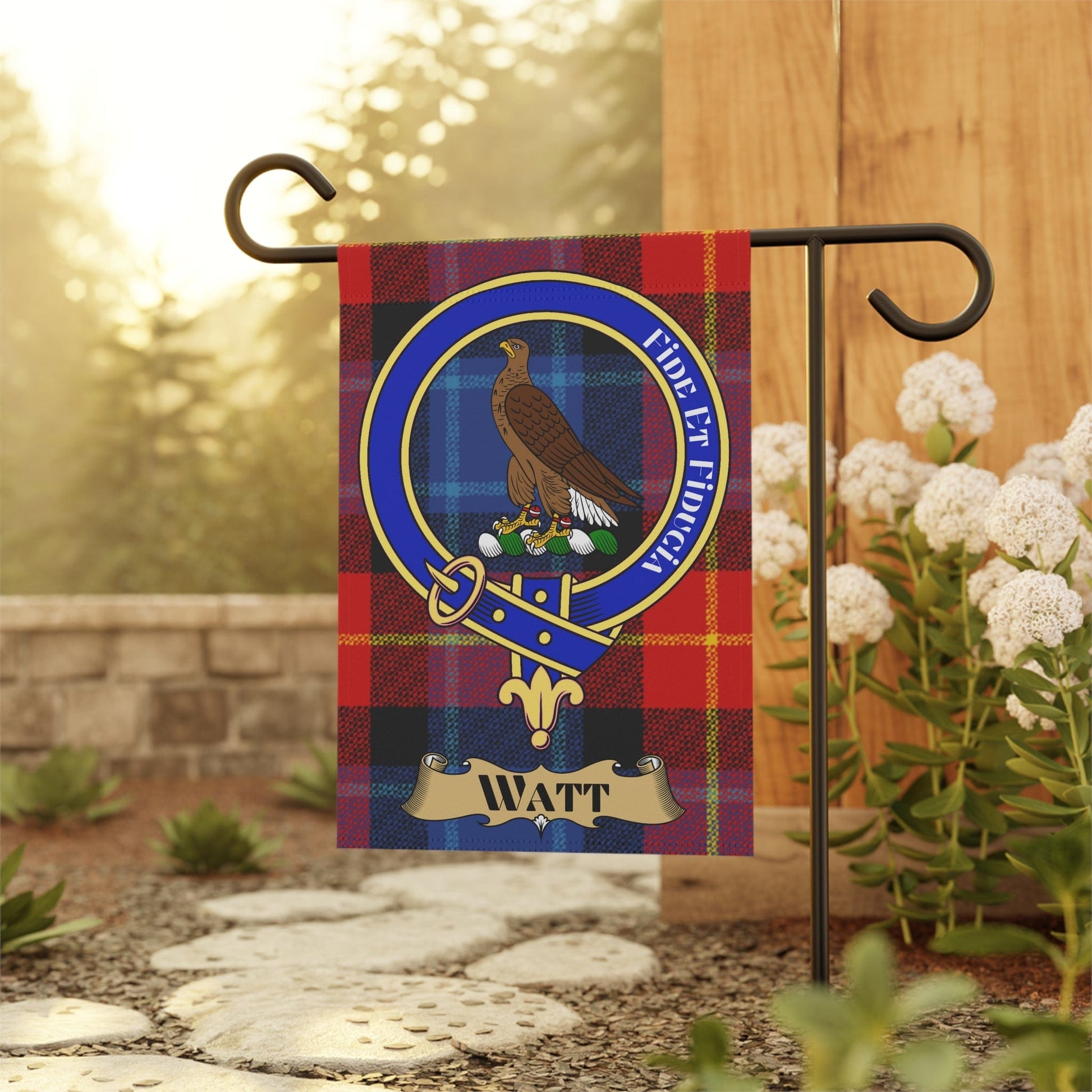 Home Decor 12'' × 18'' Watt Clan Scottish Tartan Crest Garden Flag