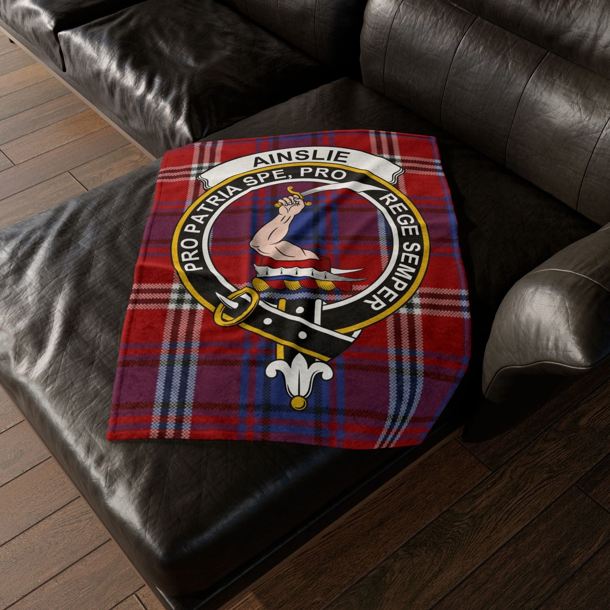 Home Decor 30'' × 40'' Ainslie Clan Crest Tartan Scottish Throw Blanket