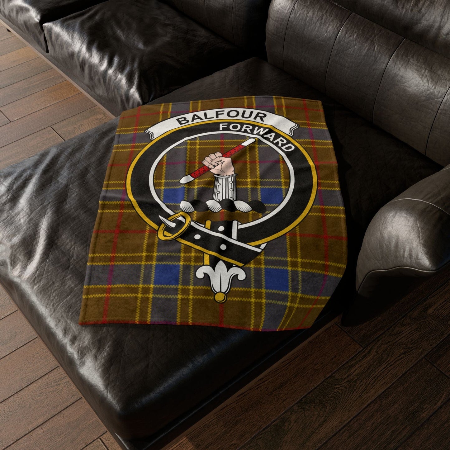 Home Decor 30'' × 40'' Balfour Clan Crest Tartan Scottish Throw Blanket