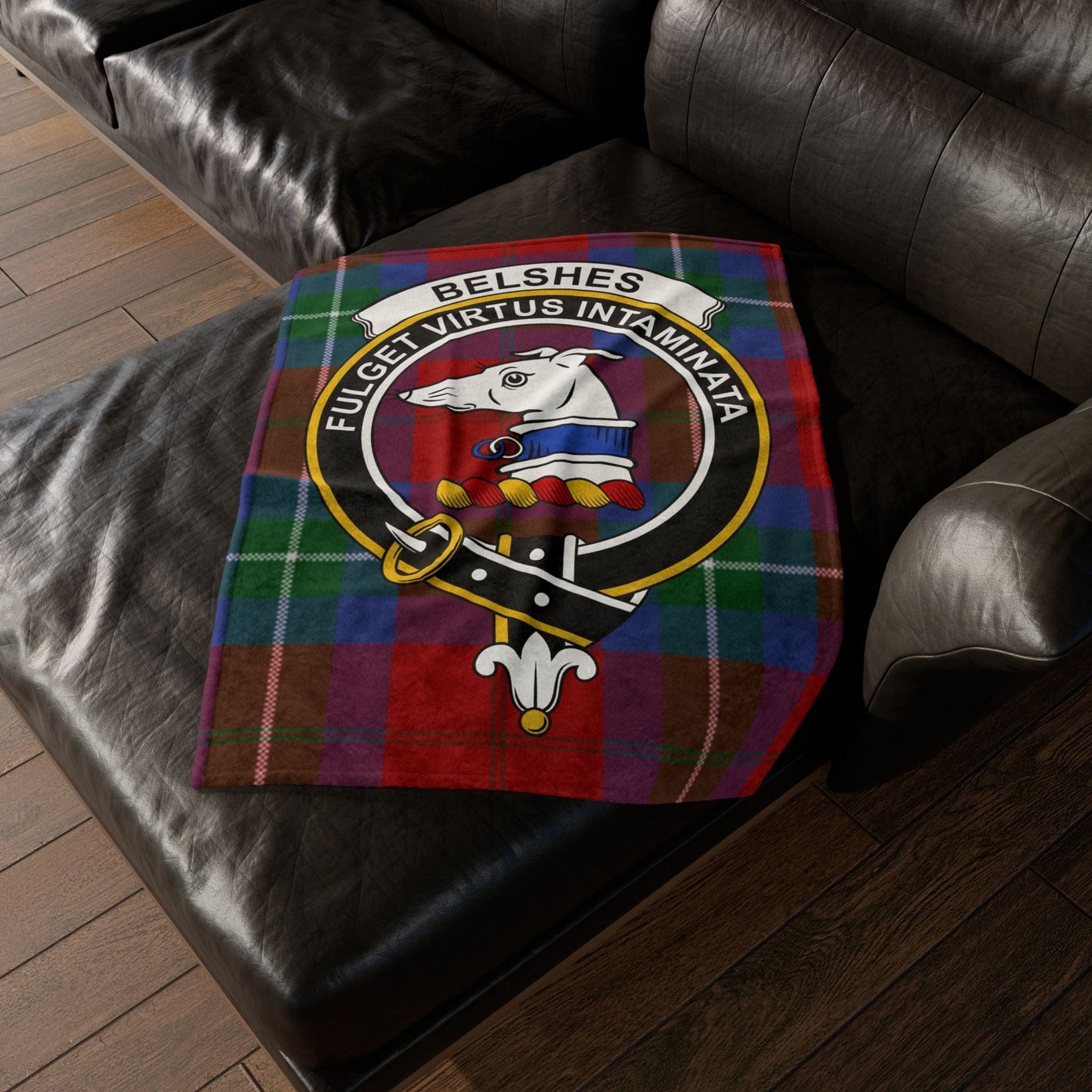 Home Decor 30'' × 40'' Belshes Clan Crest Tartan Scottish Throw Blanket