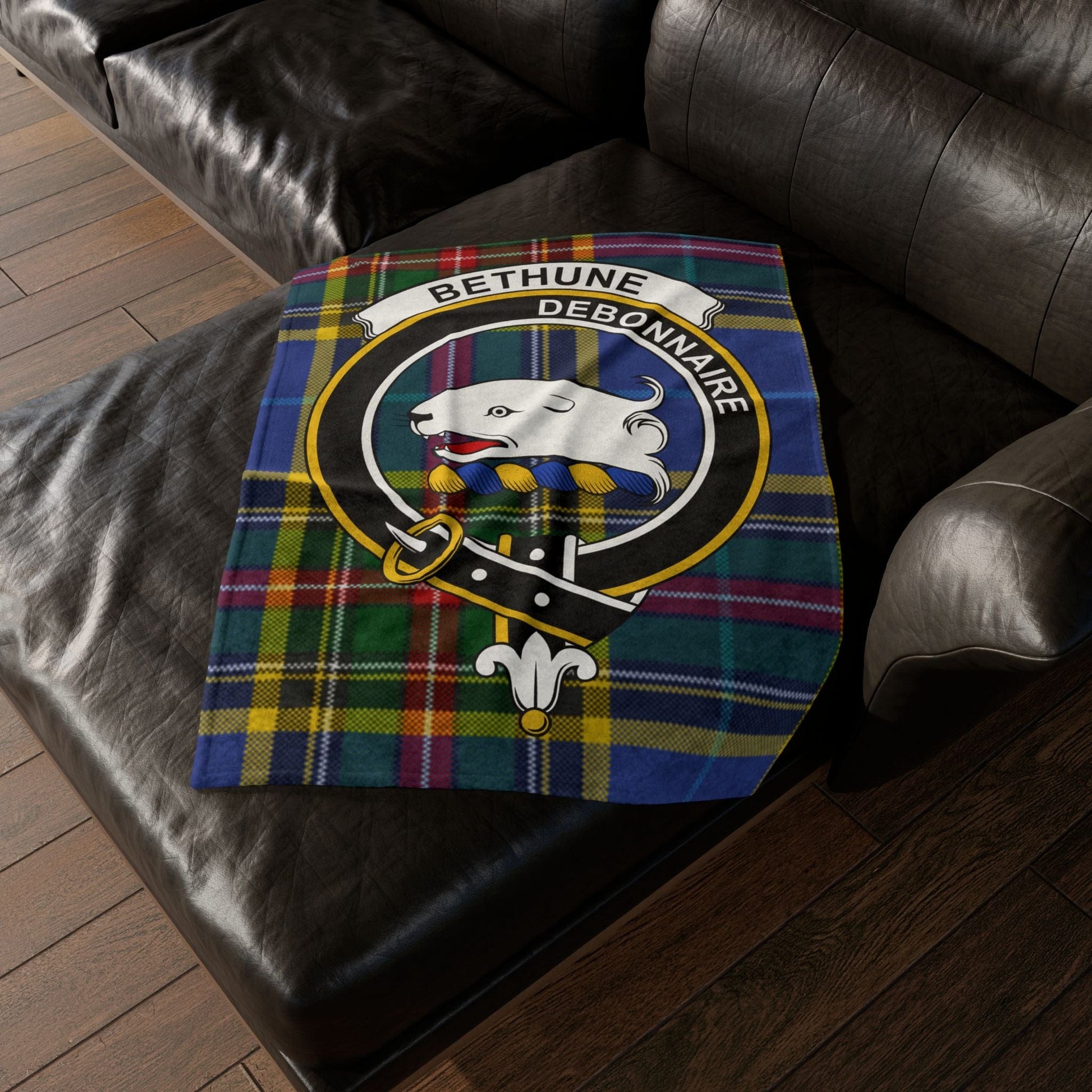 Home Decor 30'' × 40'' Bethune Clan Crest Tartan Scottish Throw Blanket