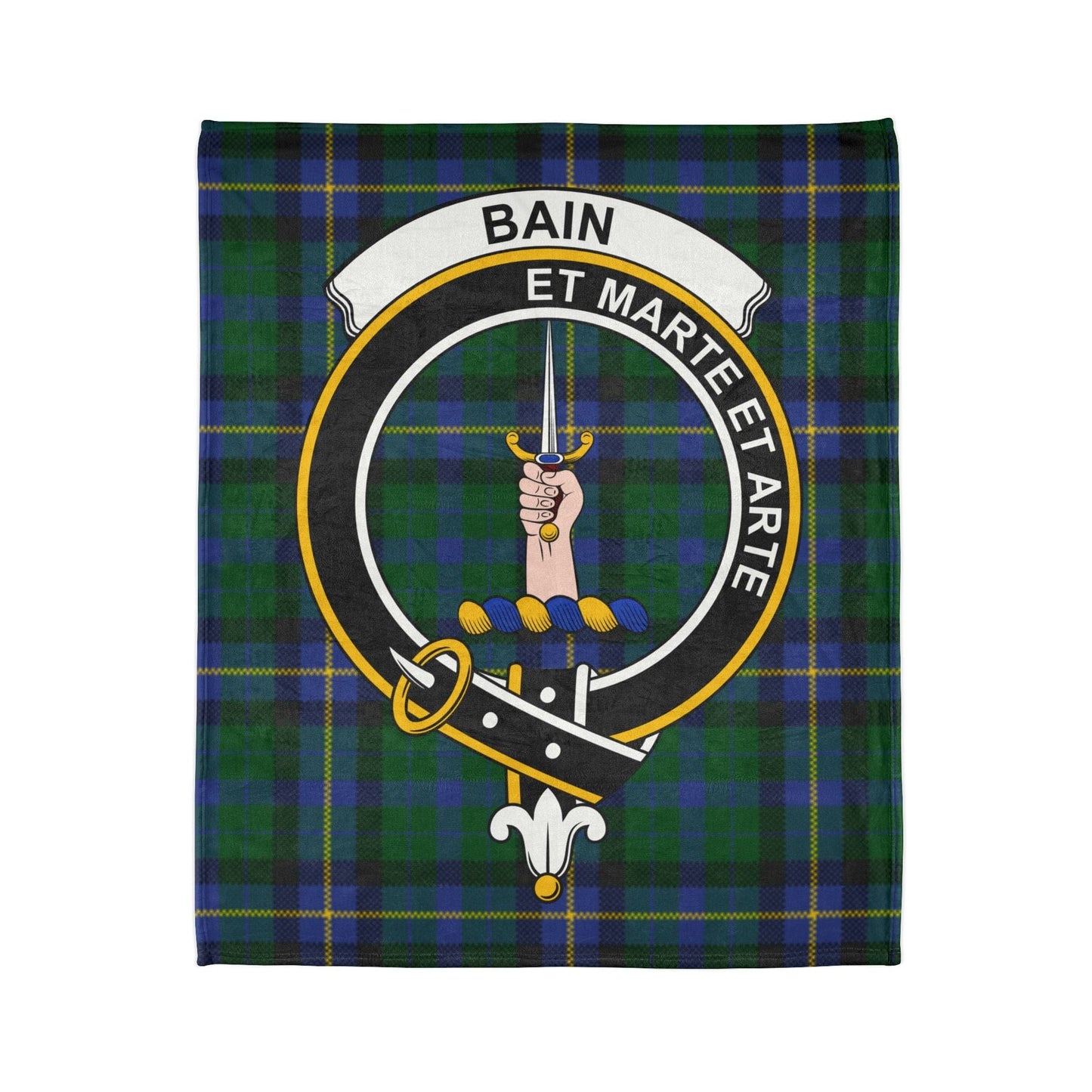 Home Decor 50" × 60" Bain Clan Crest Tartan Scottish Throw Blanket