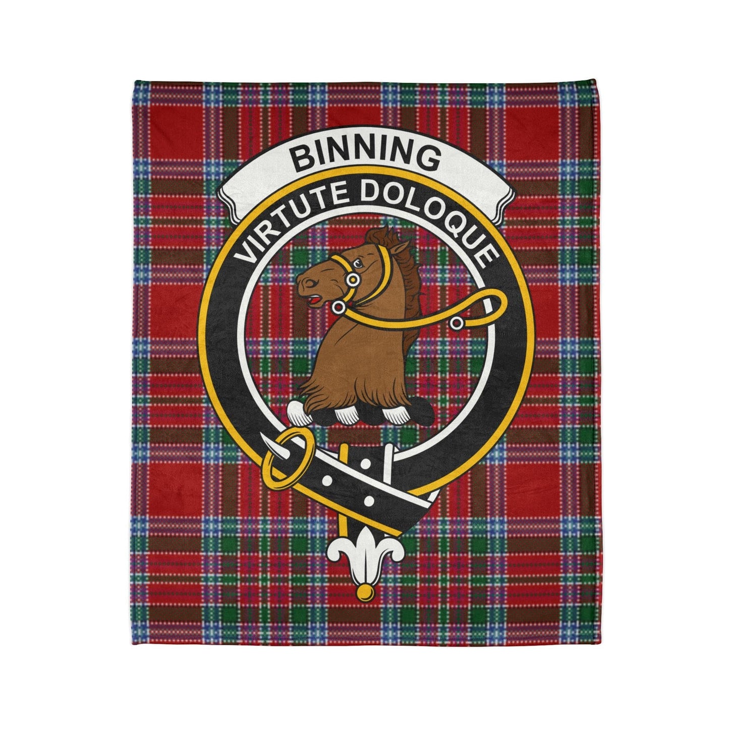 Home Decor 50" × 60" Binning Clan Crest Tartan Scottish Throw Blanket