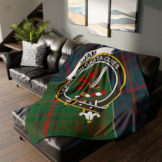 Home Decor 60" × 80" Adam Clan Crest Tartan Scottish Throw Blanket