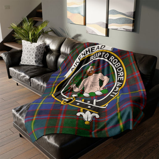 Home Decor 60" × 80" Aikenhead Clan Crest Tartan Scottish Throw Blanket