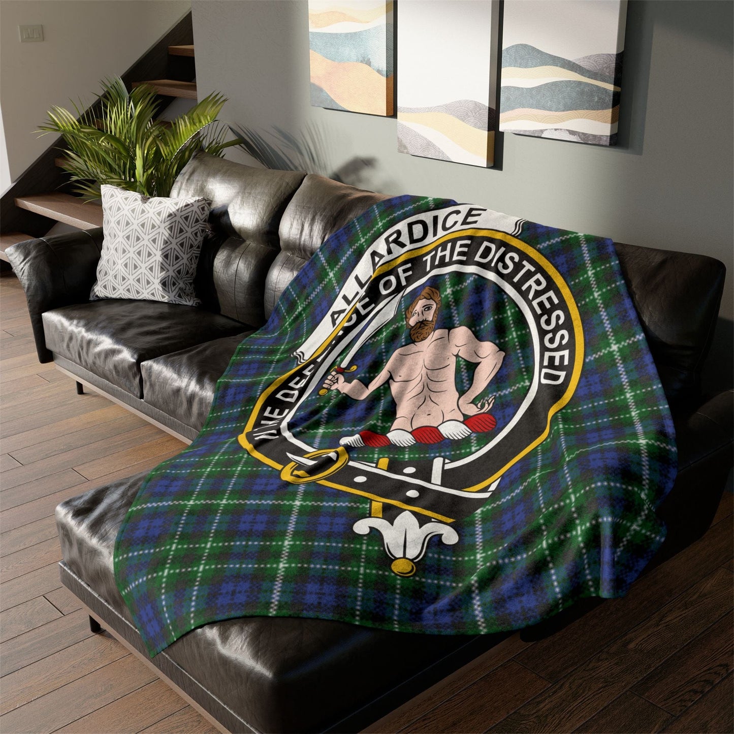 Home Decor 60" × 80" Allardice Clan Crest Tartan Scottish Throw Blanket