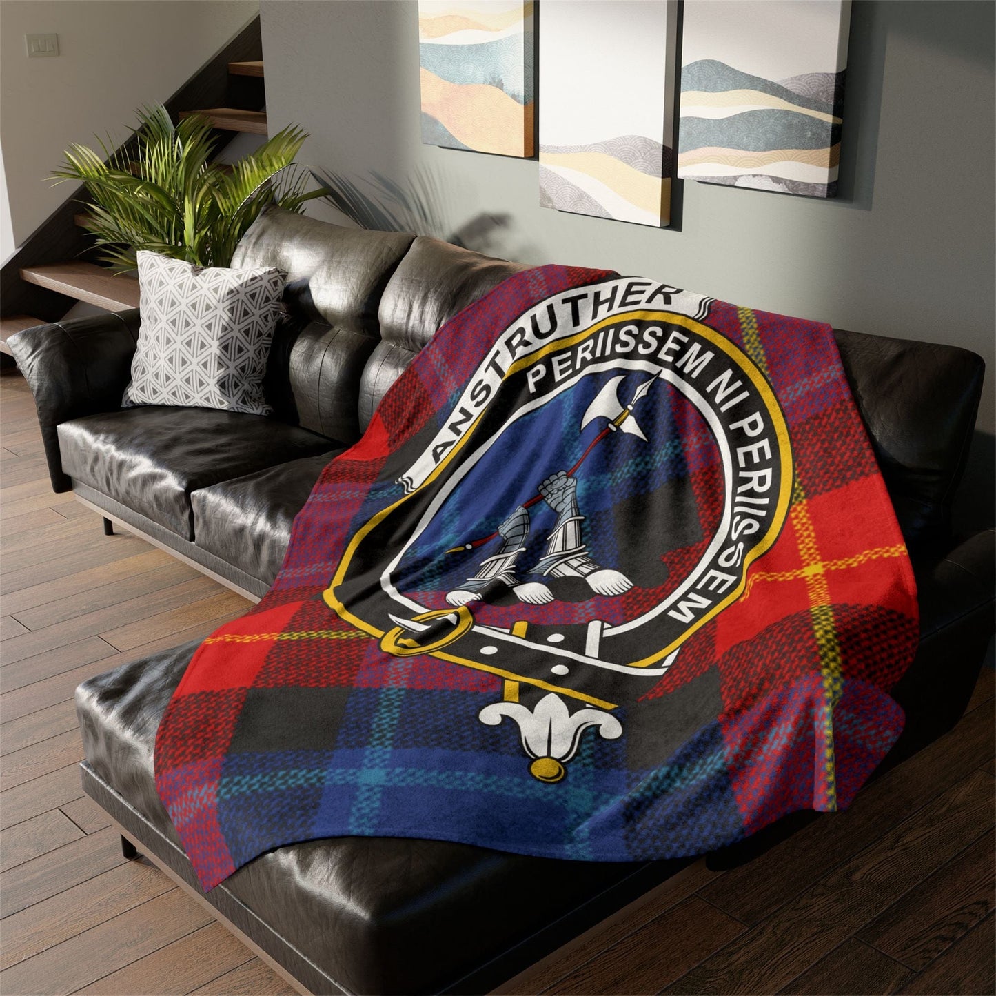 Home Decor 60" × 80" Anstruther Clan Crest Tartan Scottish Throw Blanket