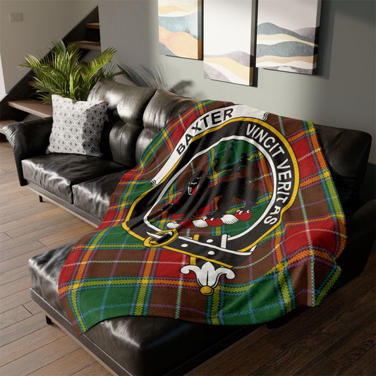 Home Decor 60" × 80" Baxter Clan Crest Tartan Scottish Throw Blanket