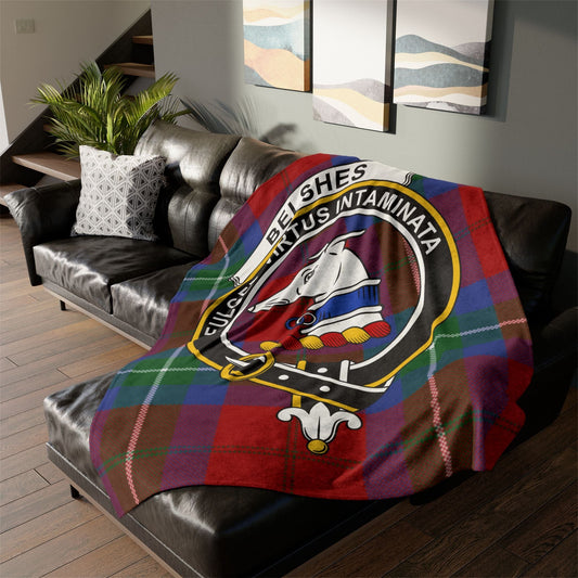 Home Decor 60" × 80" Belshes Clan Crest Tartan Scottish Throw Blanket