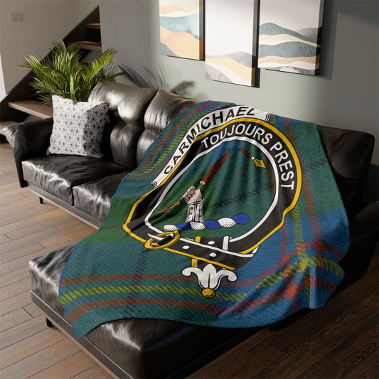 Home Decor 60" × 80" Carmichael Clan Crest Tartan Scottish Throw Blanket