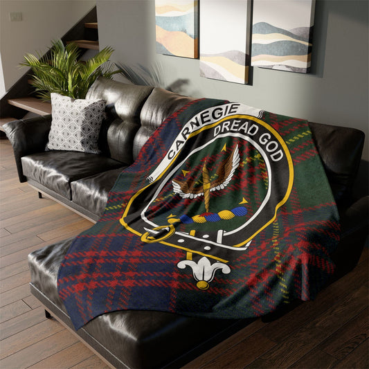 Home Decor 60" × 80" Carnegie Clan Crest Tartan Scottish Throw Blanket